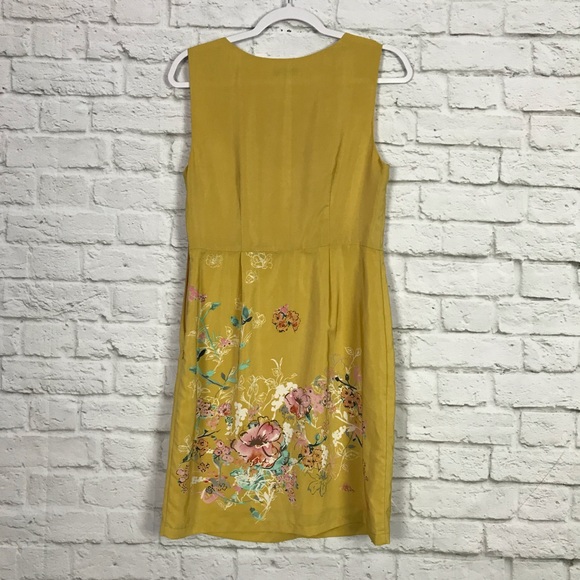 Darling M Mustard Floral Sleeveless Career Dress - Picture 2 of 8